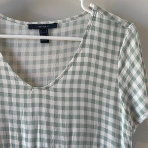 Forever 21 Mint White Gingham Flowy Babydoll Dress Short Sleeve